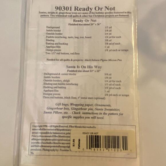 Fiber Mosaics 90301 Pattern Ready Or Not Wall Quilt 23 x 23 Vintage Christmas - Picture 4 of 8